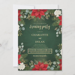 Winter Christmas Floral Wedding Evening Party Invitation
