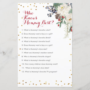 Winter Christmas Floral Who Knows Mummy Best Game