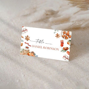 Winter Christmas Folded Place Card
