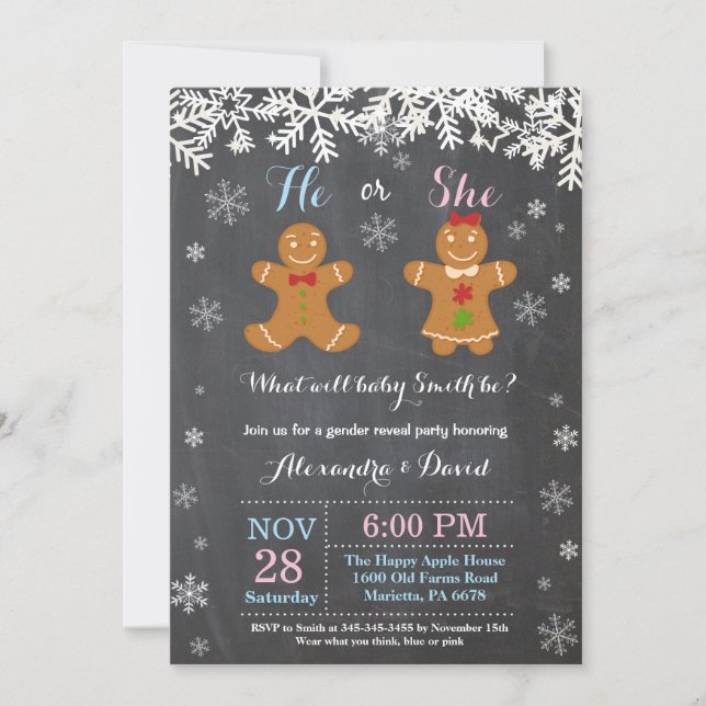 Winter Christmas Gender Reveal Invitation (Front)