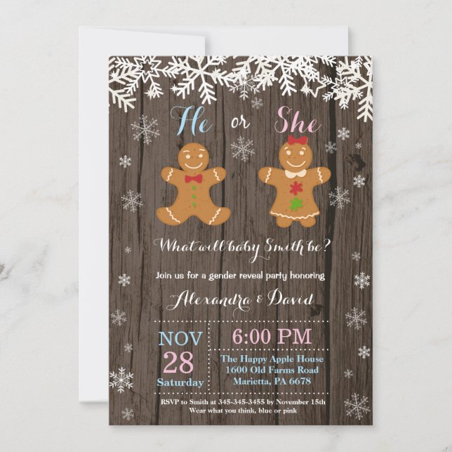 Winter Christmas Gender Reveal Invitation (Front)