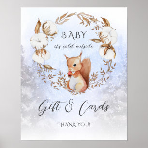 Winter Christmas Gift And Cards Baby Shower Poster
