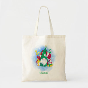 Winter Christmas Gift Gnome Personalised Name Tote Bag