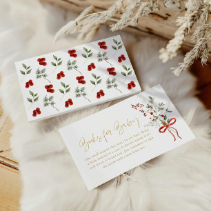 Winter Christmas Girl Baby Shower Books for Baby Enclosure Card