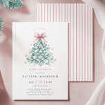 Winter Christmas Girl Baby Shower Invitation<br><div class="desc">Celebrate the arrival of your little girl with this charming winter-themed baby shower invitation. Featuring a teal Christmas tree adorned with a delicate blush pink bow and surrounded by pastel snowflakes, this elegant design blends festive charm with a soft, coquette touch. Perfect for creating a memorable winter baby shower with...</div>