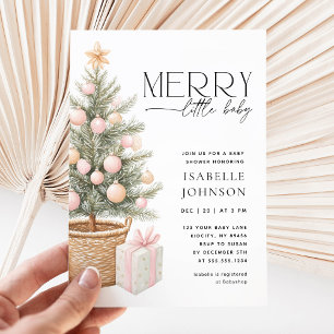 Winter Christmas Girl Baby Shower Invitation