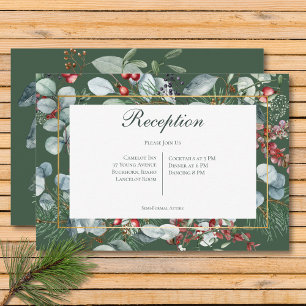 Winter Christmas Greenery Green Reception  Enclosure Card