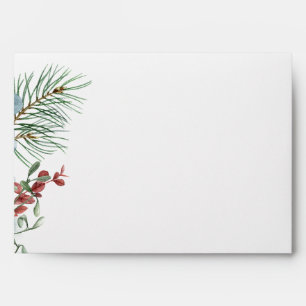 Winter Christmas Greenery Wedding Envelope
