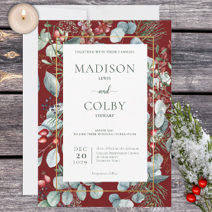 Winter Christmas Greenery Wedding Invitation