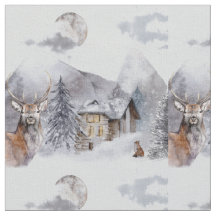 Winter Christmas Highlands Fabric