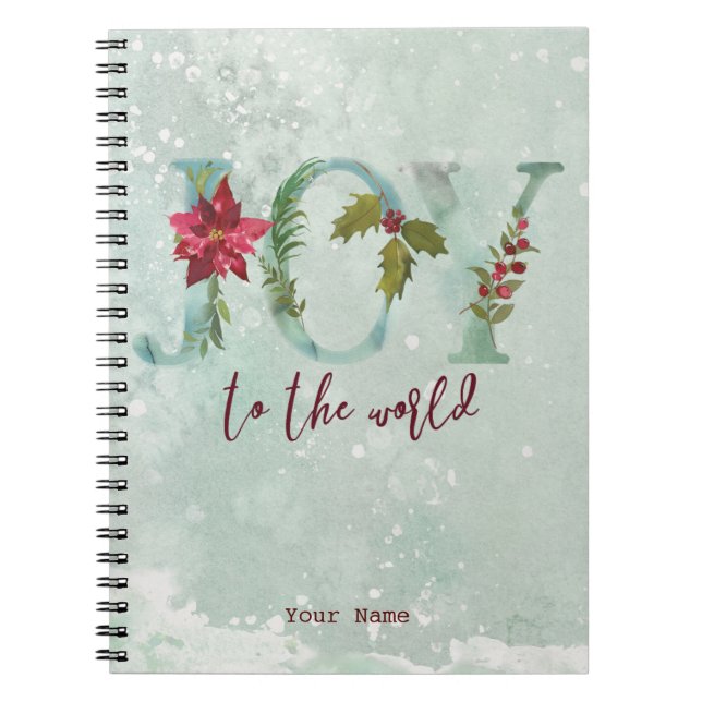 winter christmas holiday Joy to the World Notebook (Front)