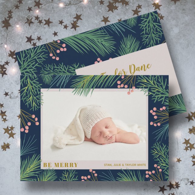 Winter Christmas Holiday Photo Birth Announcements (Creator Uploaded)