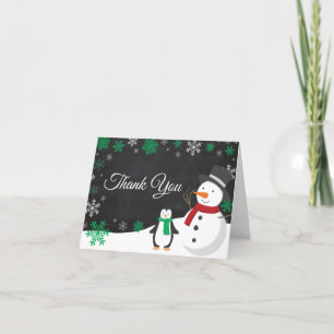 Winter Christmas Holiday Snowflake Chalkboard Thank You Card
