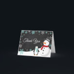 Winter Christmas Holiday Teal Snowflake Thank You Card<br><div class="desc">Winter Christmas Holiday Teal Snowflake Chalkboard Thank You card</div>