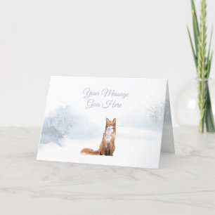Winter Christmas Holidays Elegant Fox Holiday Card