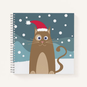 Winter christmas holidays santa cat notebook