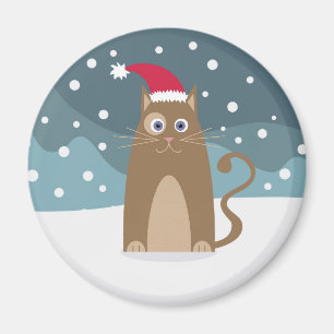 Winter christmas holidays santa cat pet animal magnet