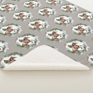 Winter Christmas Horse Rider Jockey Throw Blanket