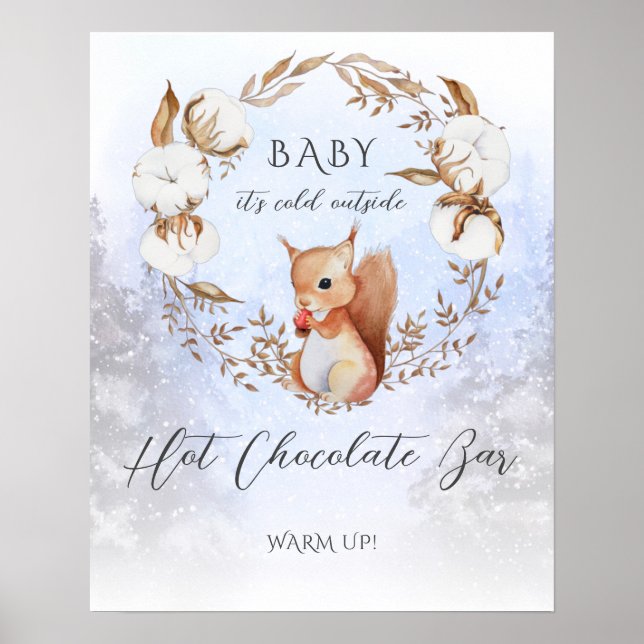 Winter Christmas Hot Chocolate Bar Baby Shower Poster (Front)