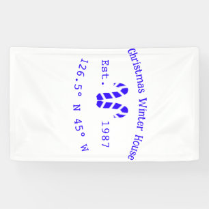 Winter Christmas house blue candy canes est. Year  Banner