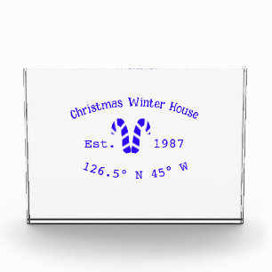 Winter Christmas house blue candy canes est. Year Photo Block