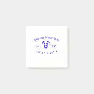 Winter Christmas house blue candy canes est. Year Post-it Notes
