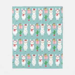 Winter Christmas Llamas   Holidays Fleece Blanket