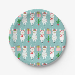 Winter Christmas Llamas   Holidays Paper Plate
