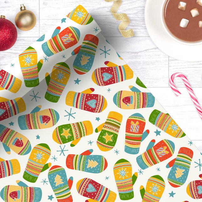 Winter Christmas Mittens Gloves Holiday Pattern Wrapping Paper (Creator Uploaded)