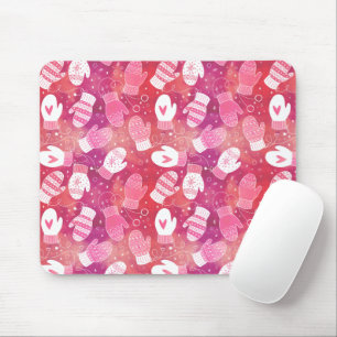 Winter Christmas Mittens Pattern in Pink Mouse Pad