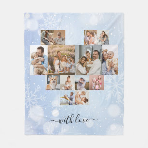 Winter Christmas Modern 14 Photo Collage Fleece Blanket