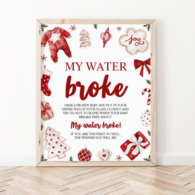 Winter Christmas My Water Broke Baby Shower Game Poster (Creator Uploaded)
