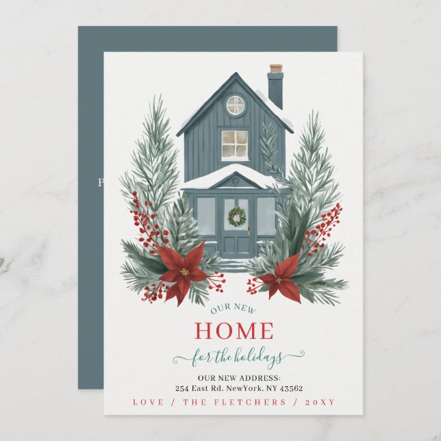 Winter Christmas New Home for Holidays Moving Holiday Card (Front/Back)