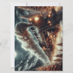 Winter/Christmas night train Holiday Card