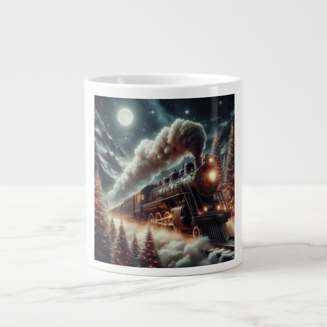 Winter/Christmas night train Large Coffee Mug (Front)