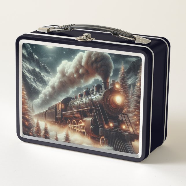 Winter/Christmas night train Metal Lunch Box (Front)