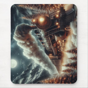 Winter/Christmas night train Mouse Pad