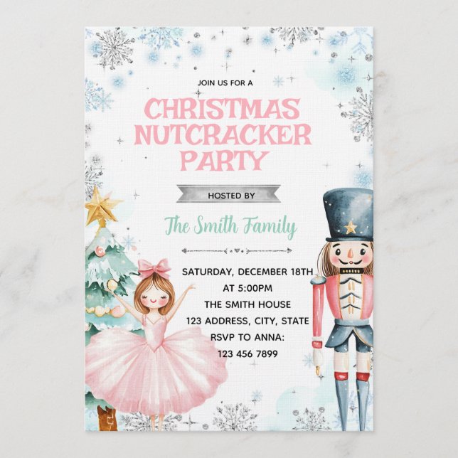 Winter christmas nutcracker party invitation (Front)