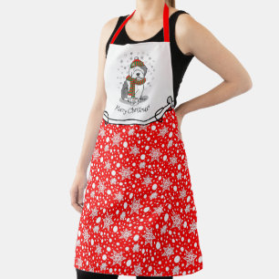 Winter Christmas Old English Sheepdog Grey 1 Cute Apron