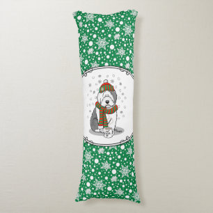 Winter Christmas Old English Sheepdog Grey 1 Cute Body Cushion