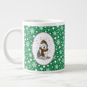 Winter Christmas Old English Sheepdog Grey 1 Cute Large Coffee Mug