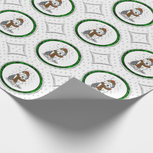 Winter Christmas Old English Sheepdog Grey 1 Cute Wrapping Paper