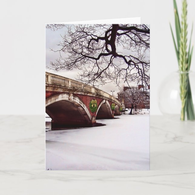 Winter Christmas on the Charles River Boston Holiday Card (Front)