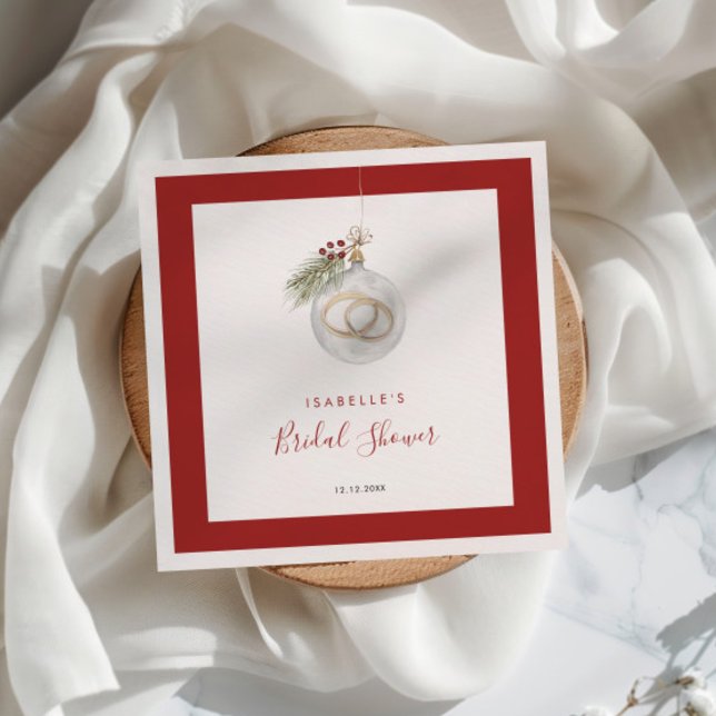 Winter Christmas Ornament Bridal Shower Napkin (Creator Uploaded)