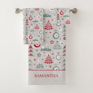 Winter Christmas pattern. Bath Towel Set