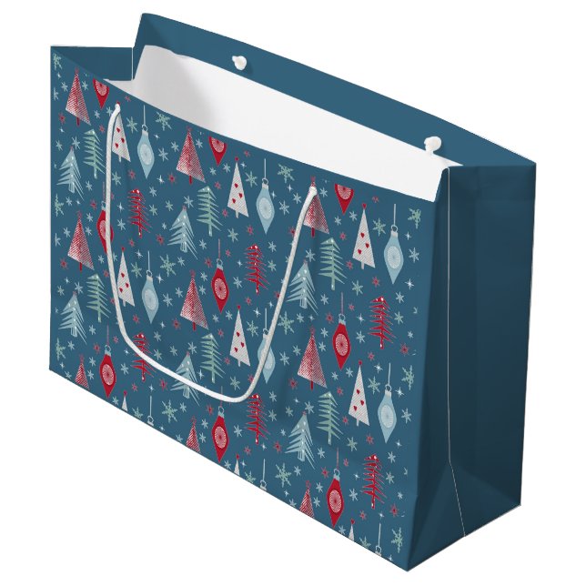 Winter Christmas pattern.  Large Gift Bag (Front Angled)