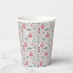 Winter Christmas pattern. Paper Cups