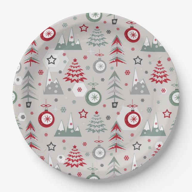 Winter Christmas pattern.  Paper Plate (Front)