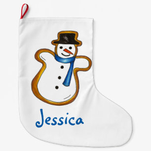 Winter Christmas Personalised Holiday Snowman Large Christmas Stocking