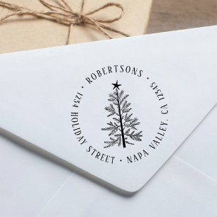 Winter Christmas Pine Tree Return Address          Self-inking Stamp